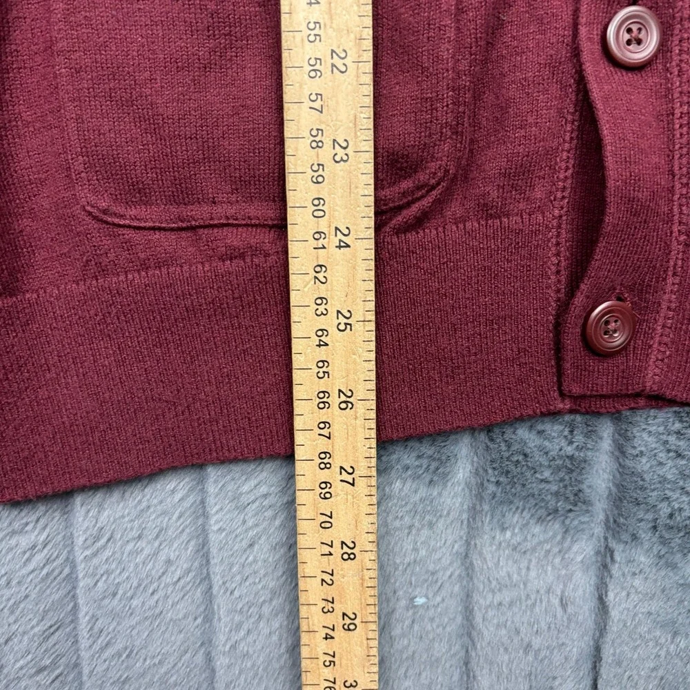 LL Bean Mens Burgundy Cotton Cashmere Cardigan Sweater Medium 287743